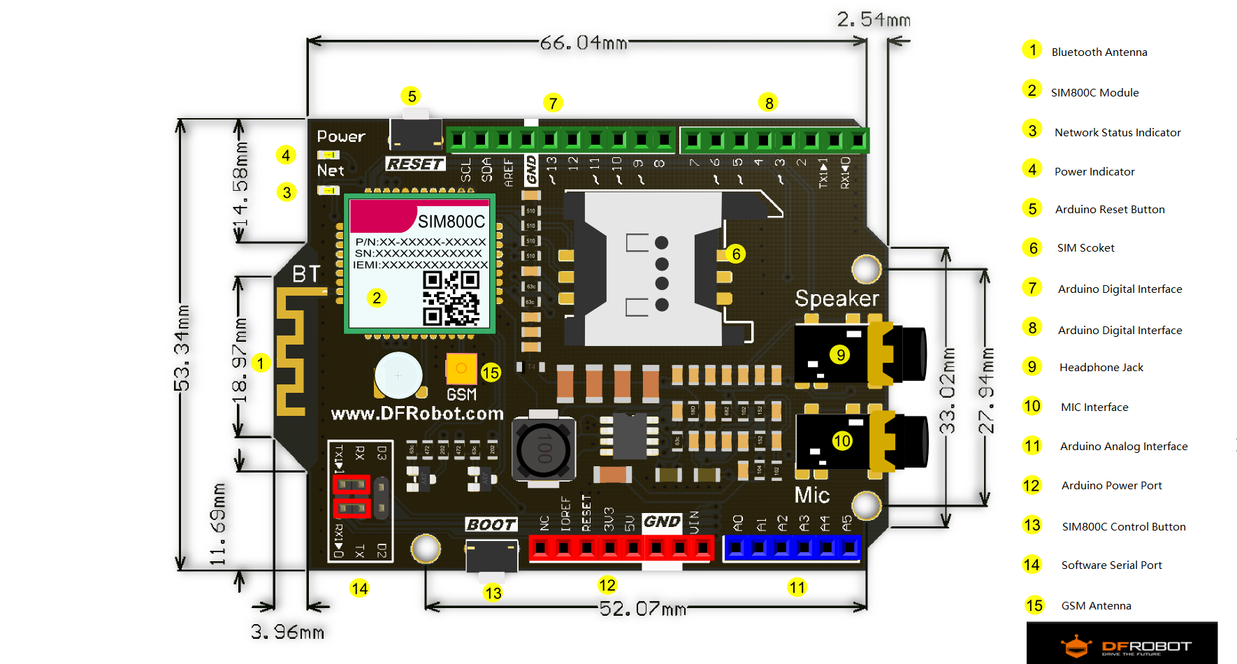 SIM800C GSM/GPRS Shield V2.0 SKU:TEL0089