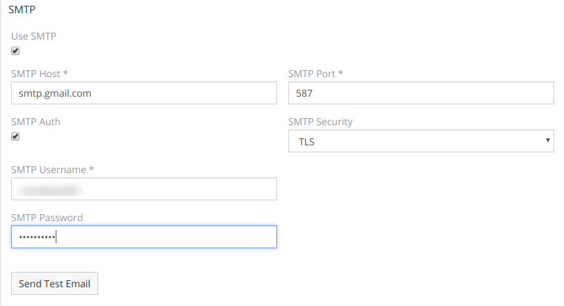 SMTP configuration