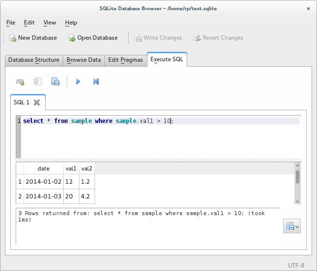Screenshot of sqlitebrowser